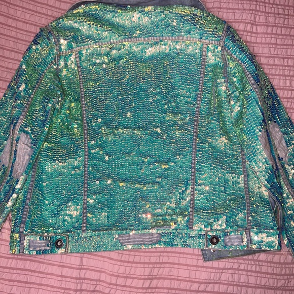 SEQUIN EMBROIDERED DENIM JACKET DEMI X FREE PEOPLE - Picture 5 of 8